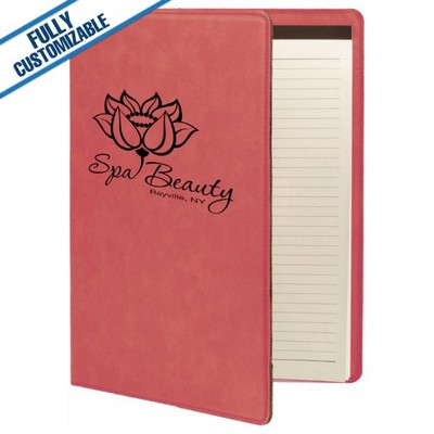 Pink Leatherette - 7X9" Portfolio Folder With Notepad