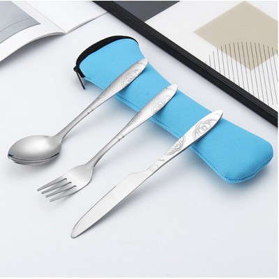 3Pcs Stainless Steel Portable Tableware