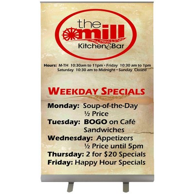 Tradition Junior - 3-N-1 Retractable Banner - Full Color, Silver Stand