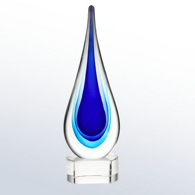 Large Blue Tear Drop Crystal Award