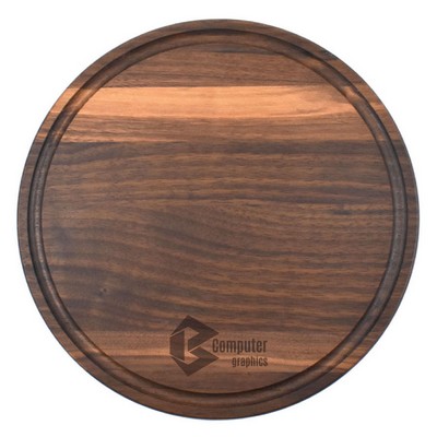 10 1/2" x 3/4" Walnut Round Cutting Board with Juice Groove