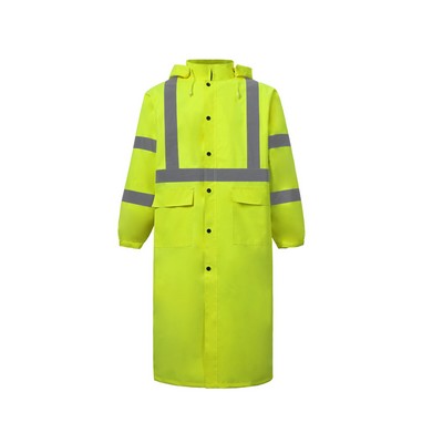 High Visibility Rain Coat, Class 3, Lime, 300 Denier, Waterproof