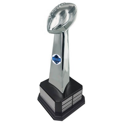 18 ¼" Bright Silver Perpetual Fantasy Football Trophy w/18 Name Plates