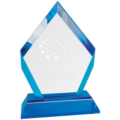 6" Blue Frosted Base Diamond Impress Acrylic Award