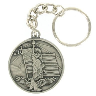 Patriots Antique Satin Pewter Silver Keychain