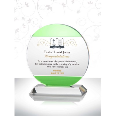 Job Well Done Green Stripe Crystal Circle Award