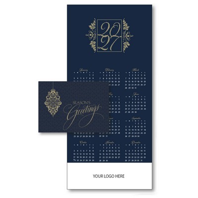 2027 Navy Blue Classic Calendar Card