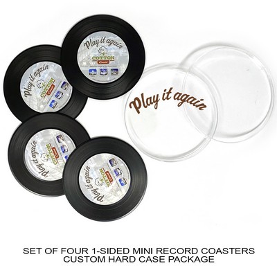 1-Sided Mini Record Coasters - Sets of 4 - Custom Hard Case