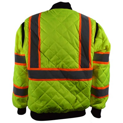 Lime/Orange Two Tone Ultra Light Warm Down Safety Jacket with Black Bottom & Cuffs
