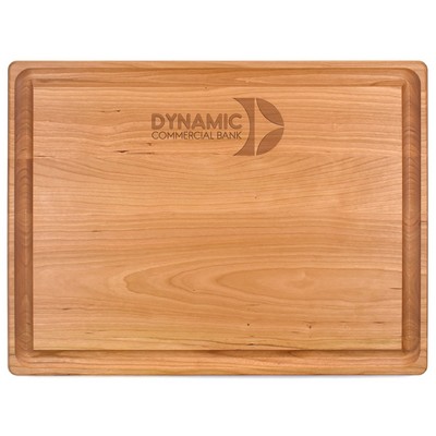 15" x 20" x 1 1/4" Cherry Rectangular Butcher Block with Juice Groove