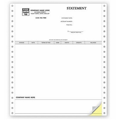Continuous Statement Forms - Classic, Sage® 300 ERP (2 Part)