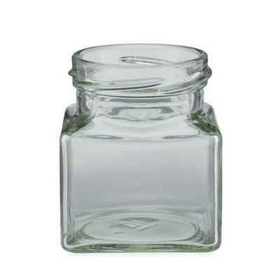 4.4 oz Clear Glass Square Jars (Gold Metal Lug Cap)