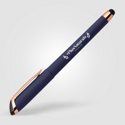Gazelle Gel Softy Rose Gold Pen w/ Stylus - Silkscreen
