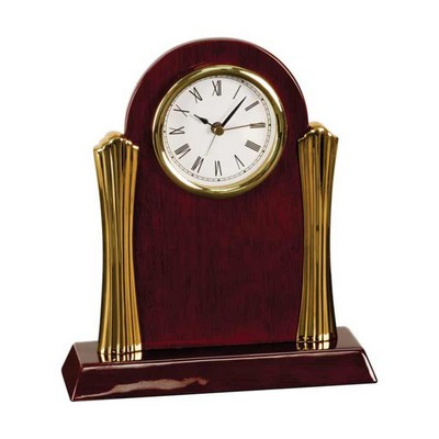 Rosewood Piano Finish Clock with Columns