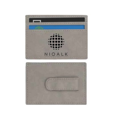 Laser Engraved Leatherette Slim Wallet with Money Clip (4"x2.75")