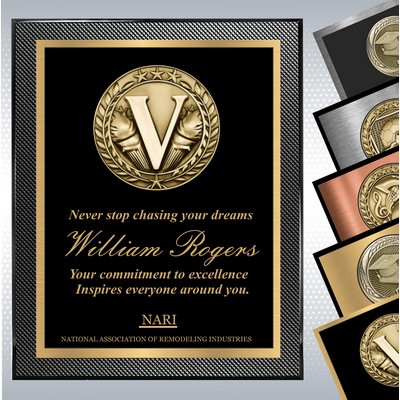 Piano Carbon Fiber Finish Plaque w/Choice of Double Plate and Medallion (8" x 10")