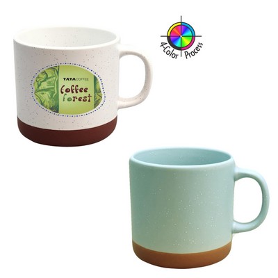 13 Oz. Satin Sage Green Speckled Phoenix Mug w/Terra Cotta Base - Dishwasher Safe - Full Color