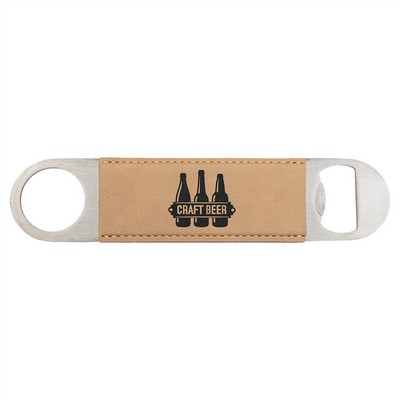 1 1/2" x 7" Light Brown Leatherette Bottle Opener