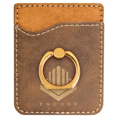 Rustic/Gold Leatherette Phone Wallet with Gold Ring
