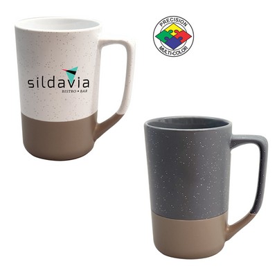 16 Oz. Tall Phoenix Cafe Mug - Satin Speckled Graphite & Warm Gray Base Dishwasher Safe Spot Color
