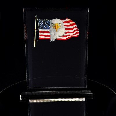 Eagle Flag Plaque w/Base