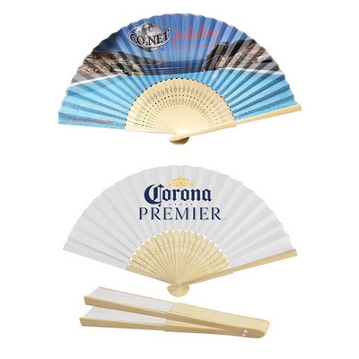 Handheld Paper Fan With Bamboo Handle