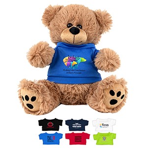 "FRED E. BEAR" LARGE 8" Plush Teddy Bear With Choice of T-Shirt Color