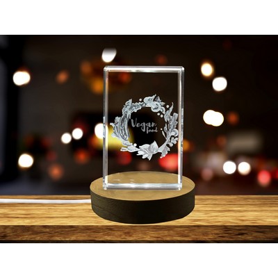 Vegan Watercolor 3D Engraved Crystal Trophy Award