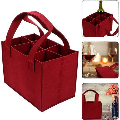 Felt Wine Tote Bag For 6 Bottles