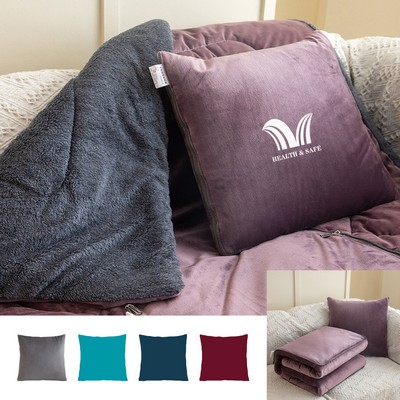 2In1 Velvet Sherpa Blanket Throw Pillow