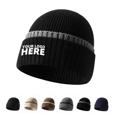 Warm Knitted Cuffed Cap Unisex