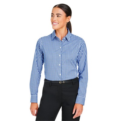 Devon and Jones® Women's CrownLux Performance® Gingham Long Sleeve Dress Shirt