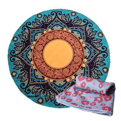 59" Round Premium Sublimated Silk Touch Velour Beach Towel