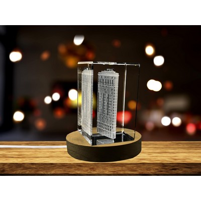 Flatiron Building 3D Engraved Crystal Keepsake w/LED Base Light
