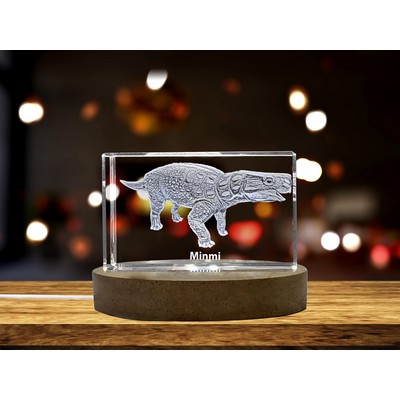 Minmi Dinosaur 3D Laser Engraved Crystal Trophy Award - Keepsake for Collectors