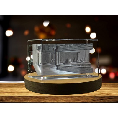 Nighthawks 3D Engraved Crystal Keepsake Trophy Award w/LED Base