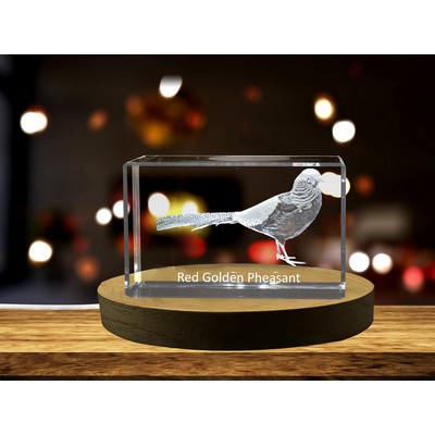Red Golden Pheasant 3D Engraved Crystal Trophy Award