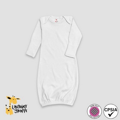 Baby Sleep Gowns with Mitten Cuffs - White - 100% Polyester - Laughing Giraffe®