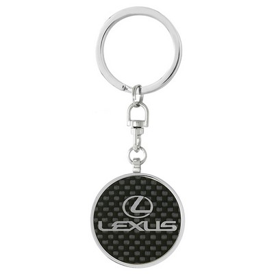 1 3/8" Round Framed Carbon Fiber Key Tag
