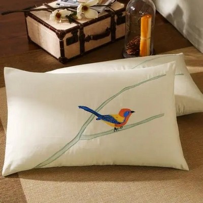 11.8 x 19.7" Embroidery Premium Square Linen Throw Pillowcase With Hidden Zipper