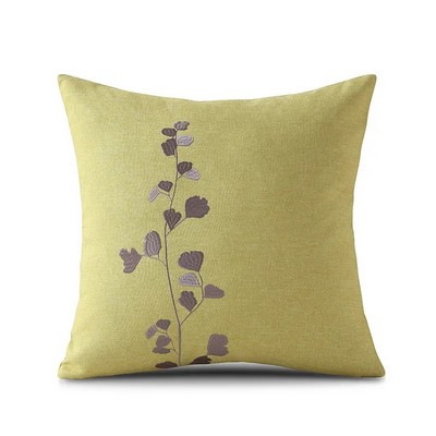 17.7 x 17.7" Embroidery Premium Square Linen Throw Pillowcase With Hidden Zipper