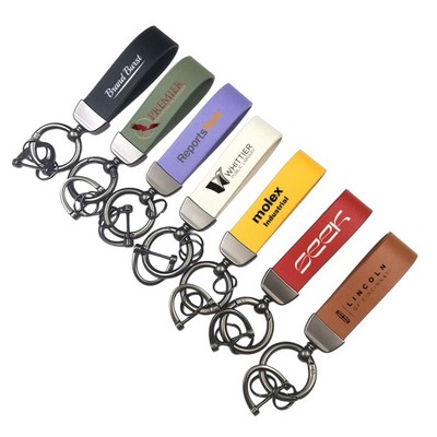 Leather Car Key Chain With 4 Rings