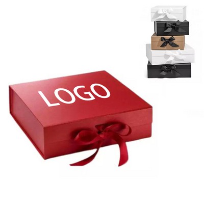 Foldable Custom Cardboard Gift Box w/Ribbon