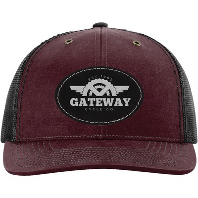 Richardson 112WF Freemont Adjustable Trucker Hat w/Leatherette Adhesive Patches or Embroidery