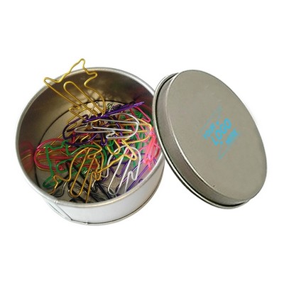Cat Shaped Paper Clips w/Tin Container