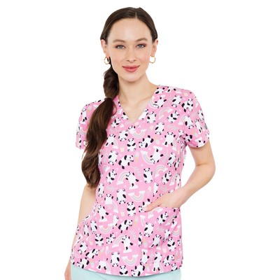 Med Couture - Prints - Women's 2-Pocket V-Neck Print Top