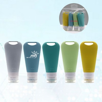 Set of Four 3oz Portable Travel Silicone Bottles
