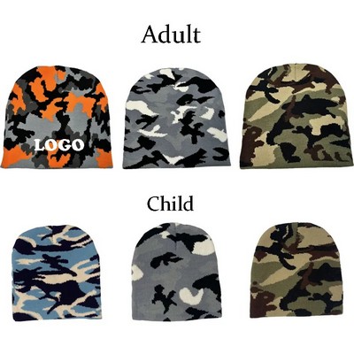 Reversible Camo Knit Beanie