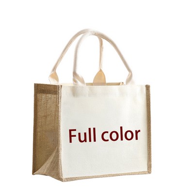 Multicolor Jute Tote Bag Canvas