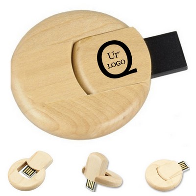 Round Bamboo Wooden U Disk